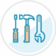 Icon of screwdriver, hammer and wrench