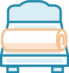 a rolled up mattress on bed icon