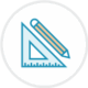 Icon with triangle ruler and pencil