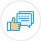 Icon of thumbs up with message boxes